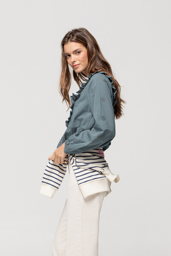 TOP OPENWORK RUFFLES