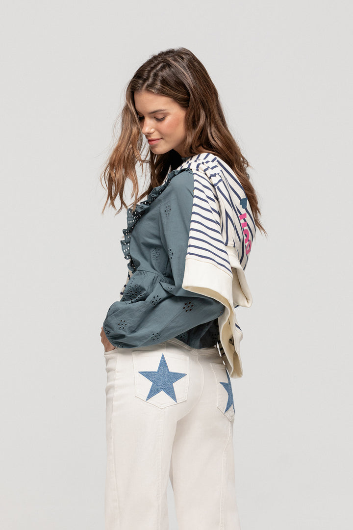 TOP OPENWORK RUFFLES