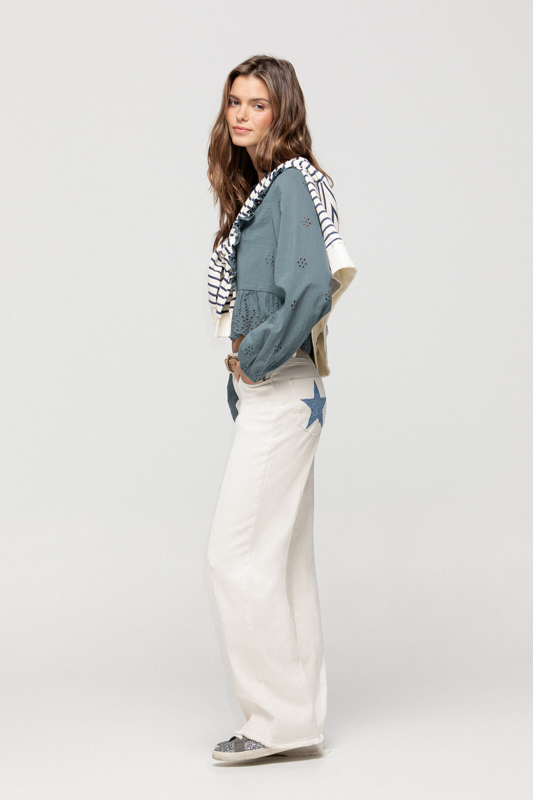 TOP OPENWORK RUFFLES