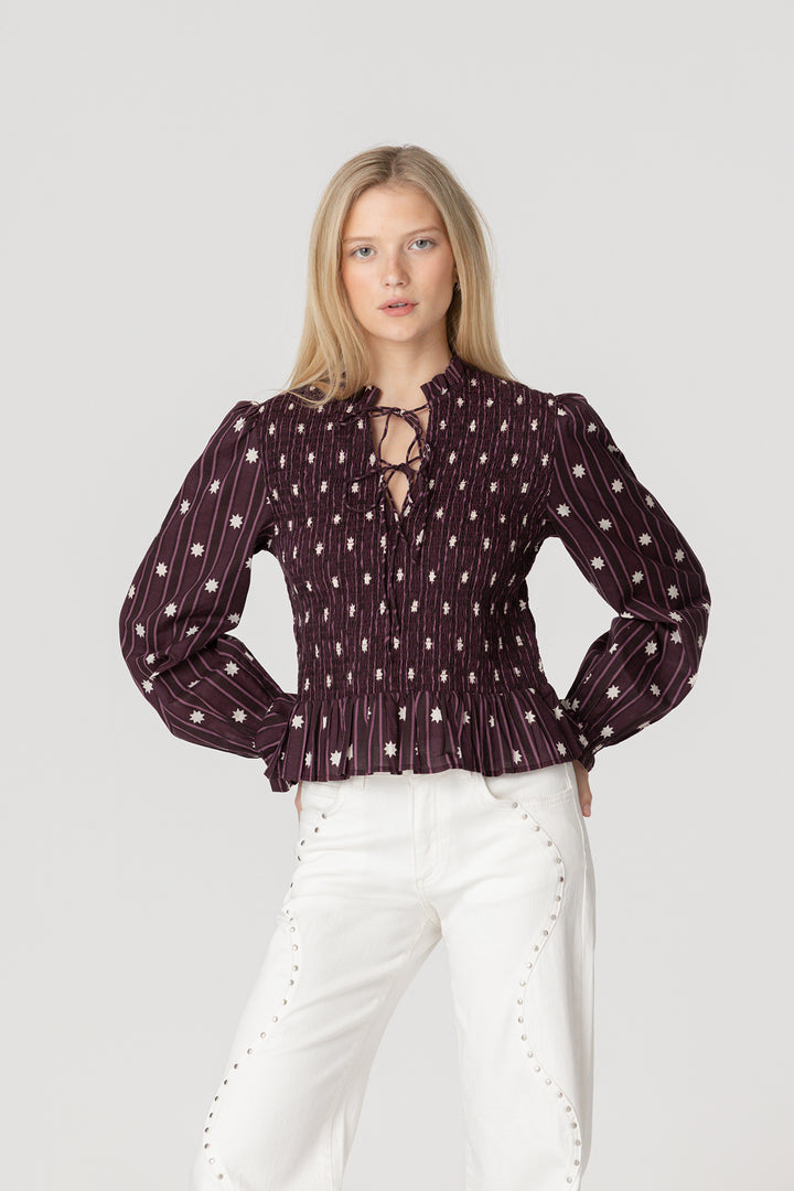 RUFFED PRINTED TOP