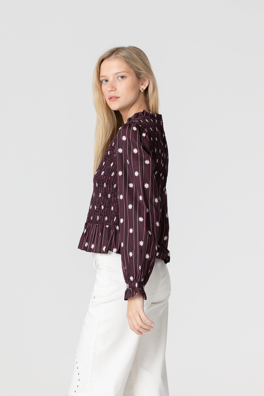 RUFFED PRINTED TOP