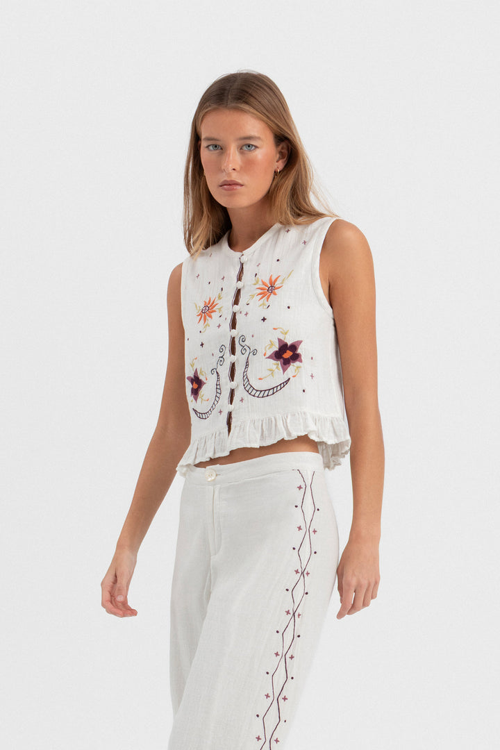 TOP FLORES BORDADAS VOLANTE