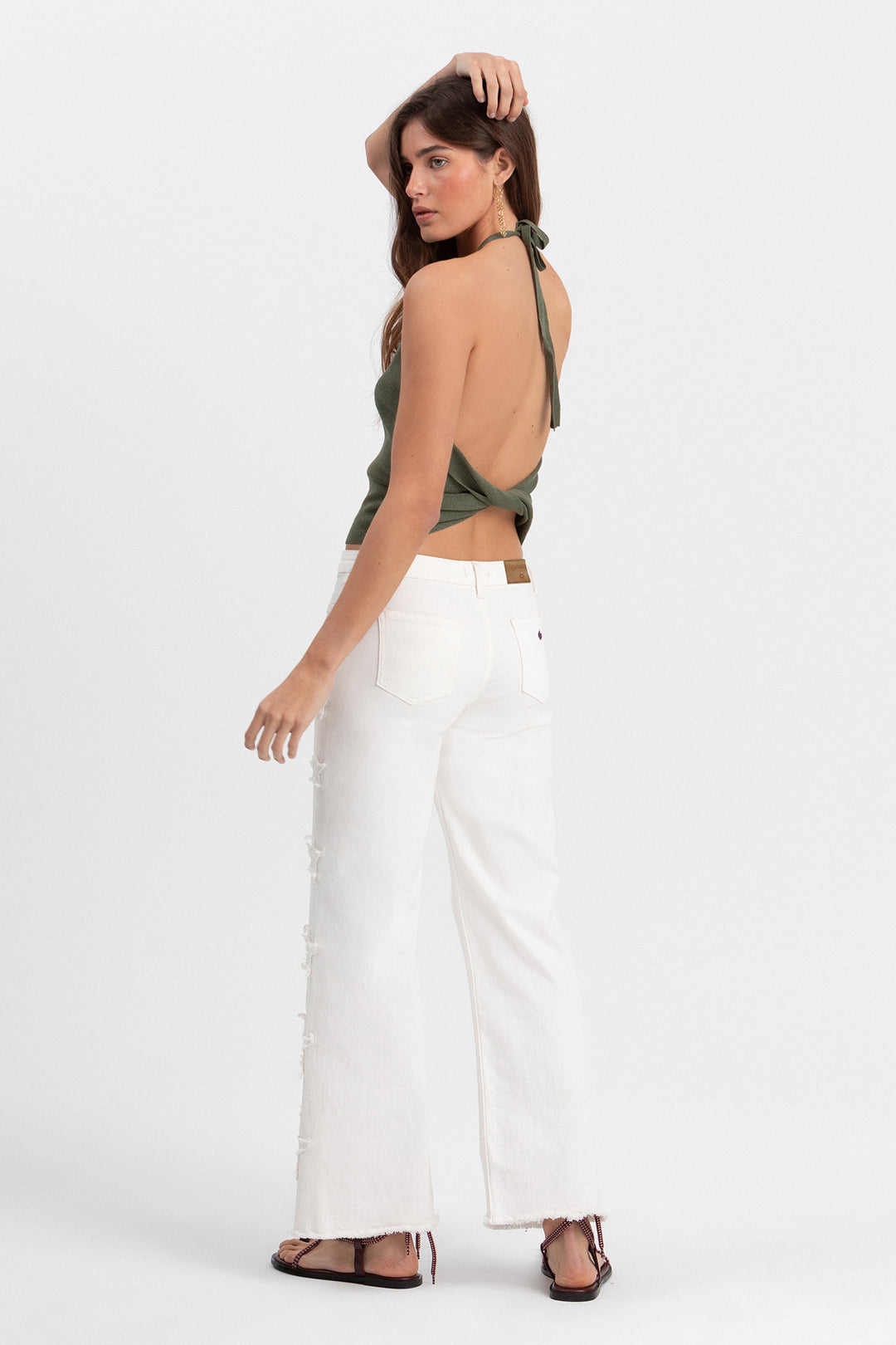 LUREX HALTER TOP WITH STUDS