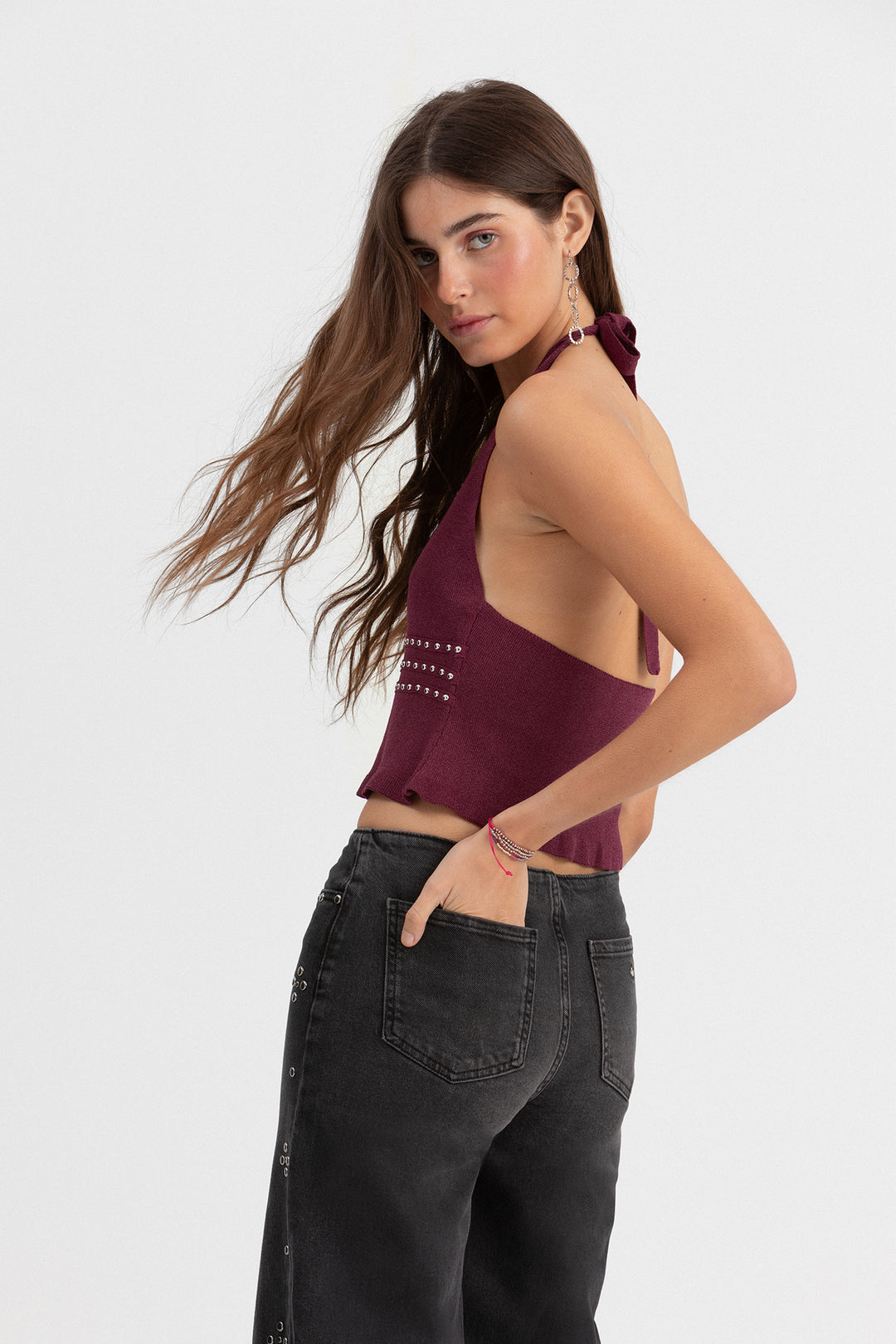 CALÇAS DE ganga COM TACHAS SEM CÓS