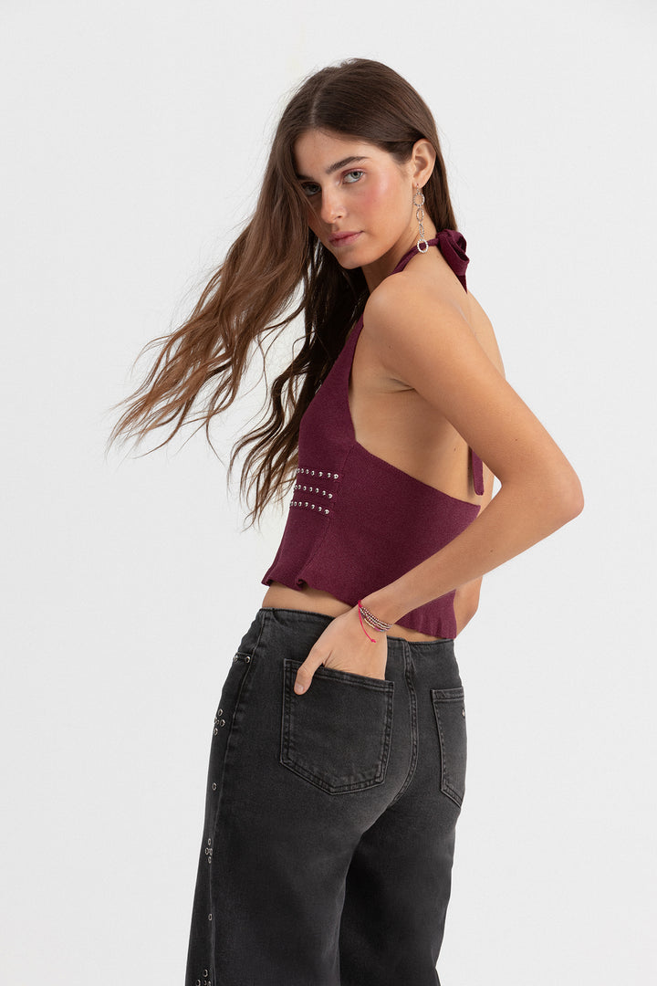 CALÇAS DE ganga COM TACHAS SEM CÓS