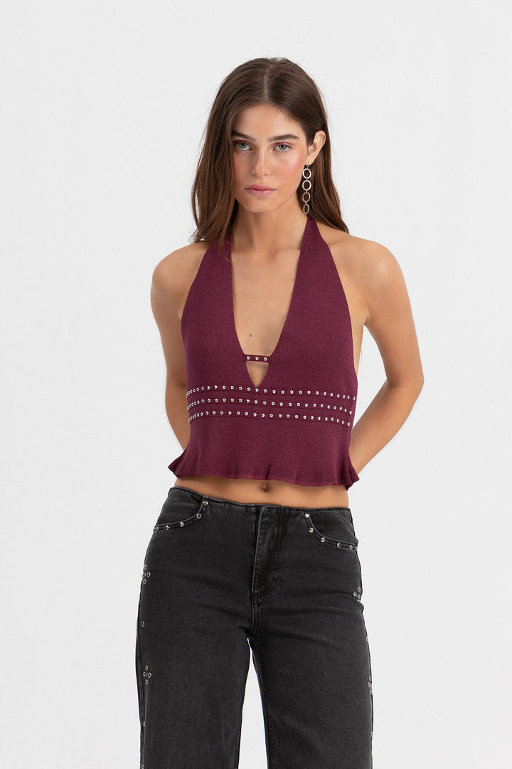 CALÇAS DE ganga COM TACHAS SEM CÓS