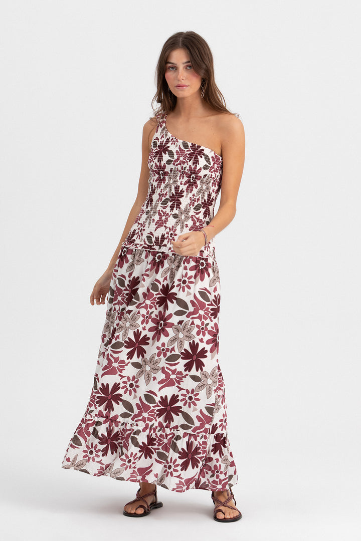 VESTIDO ASIMETRICO MIDI ESTAMPADO