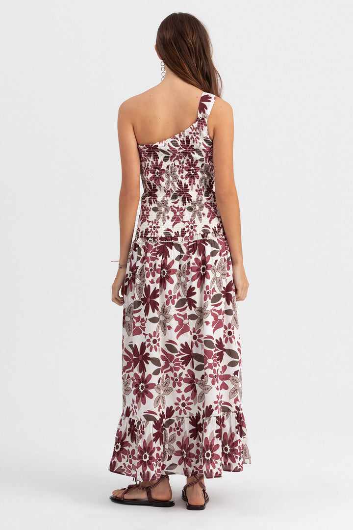 VESTIDO ASIMETRICO MIDI ESTAMPADO