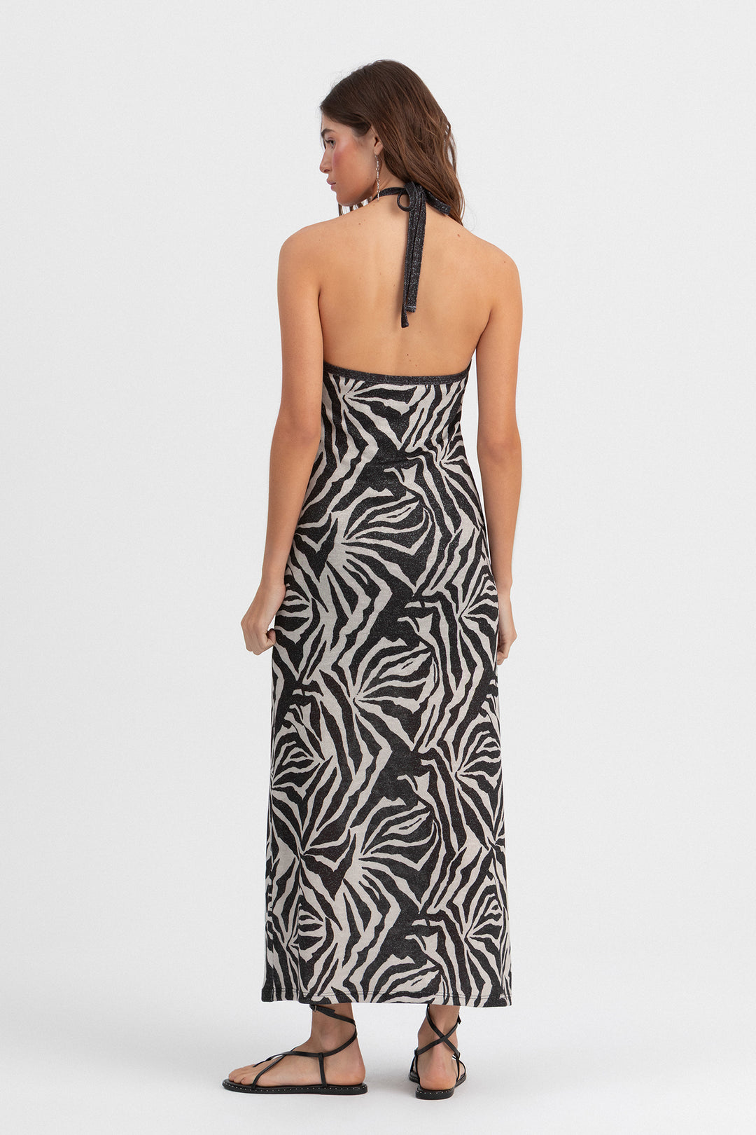 VESTIDO HALTER PRINT LUREX