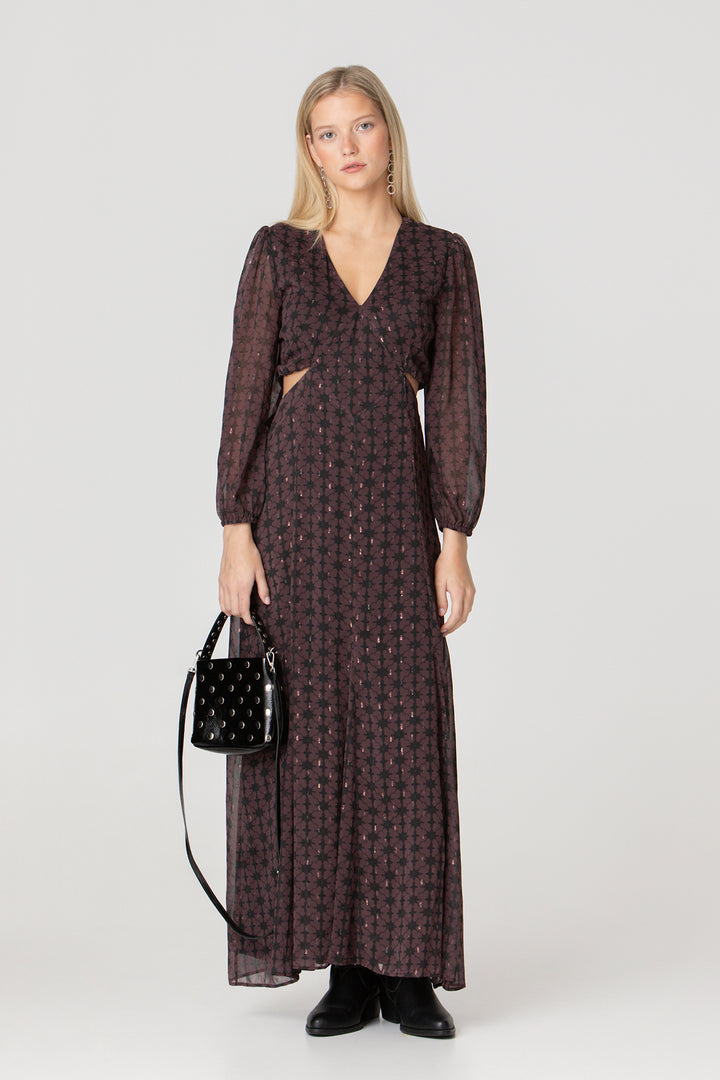 MIDI DRESS WITH V-NECK AND CUT-OUT