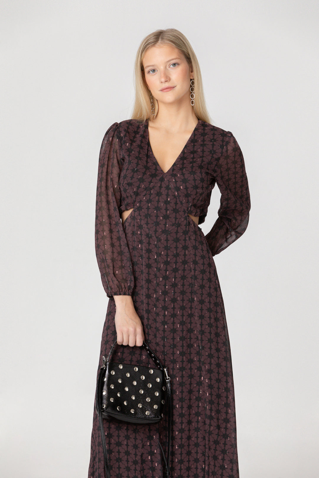 MIDI DRESS WITH V-NECK AND CUT-OUT