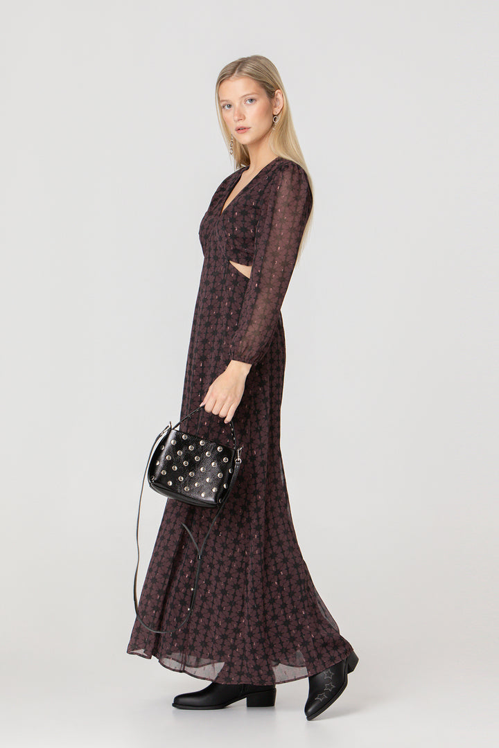 MIDI DRESS WITH V-NECK AND CUT-OUT