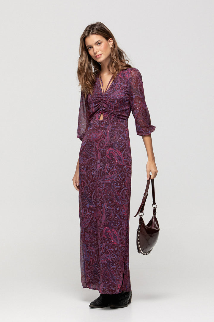 OPENING PRINTED MIDI DRESS