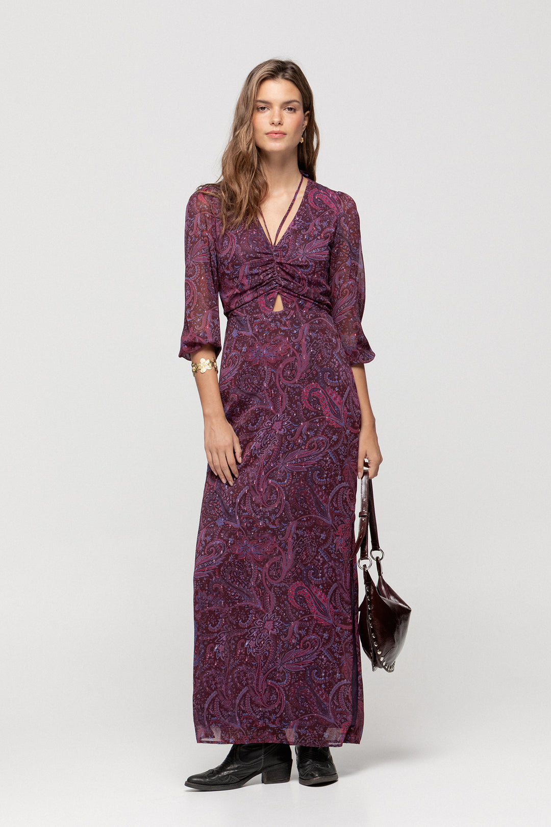 OPENING PRINTED MIDI DRESS