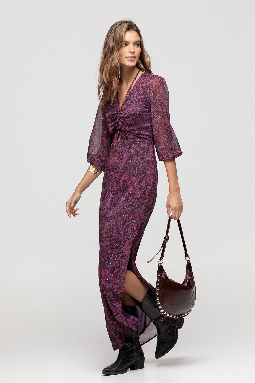 OPENING PRINTED MIDI DRESS