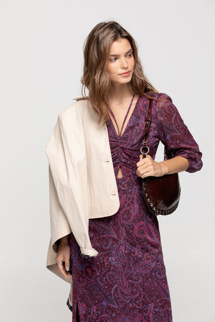 OPENING PRINTED MIDI DRESS