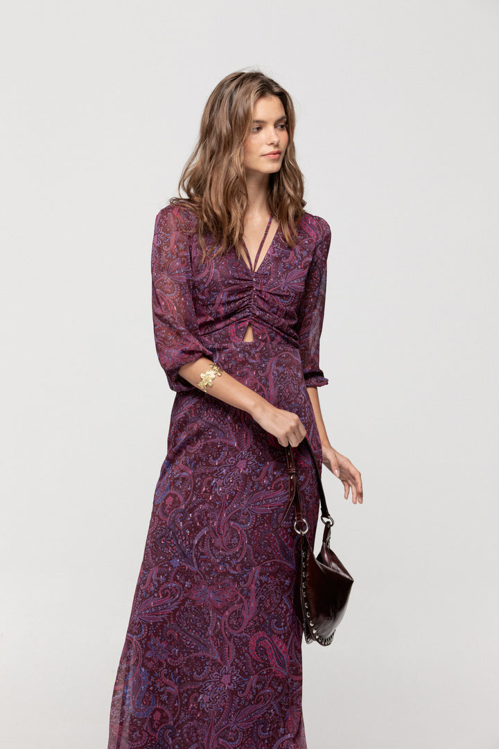 OPENING PRINTED MIDI DRESS