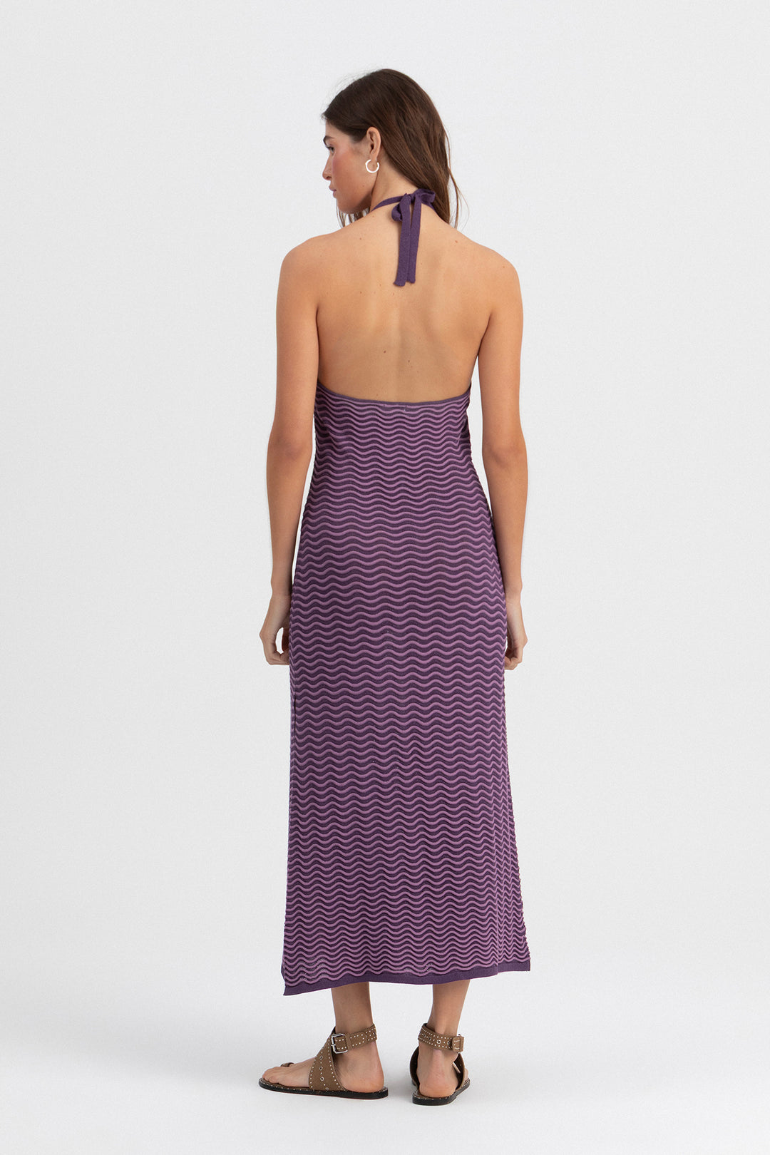 VESTIDO MIDI HALTER PUNTO