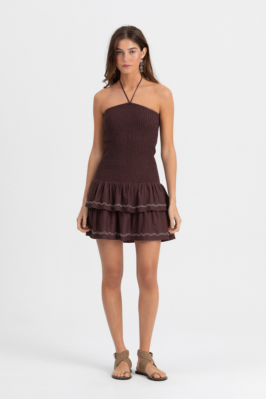 VESTIDO MINI FRUNCIDO ABALORIOS