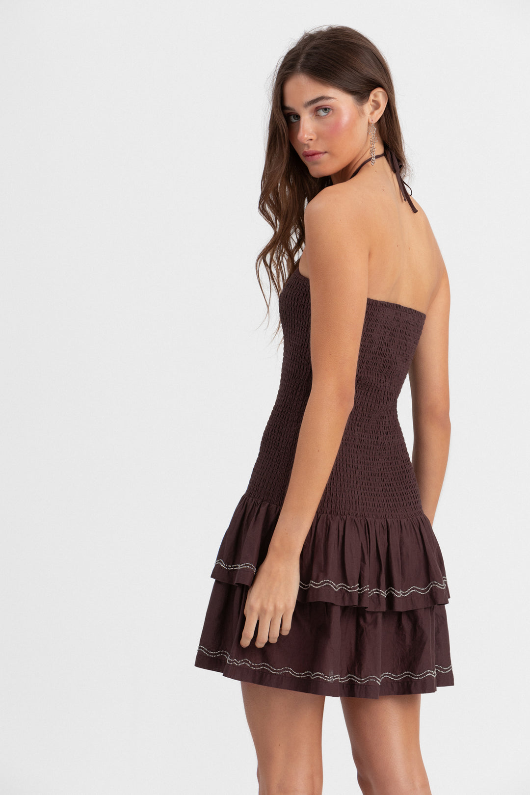 VESTIDO MINI FRUNCIDO ABALORIOS