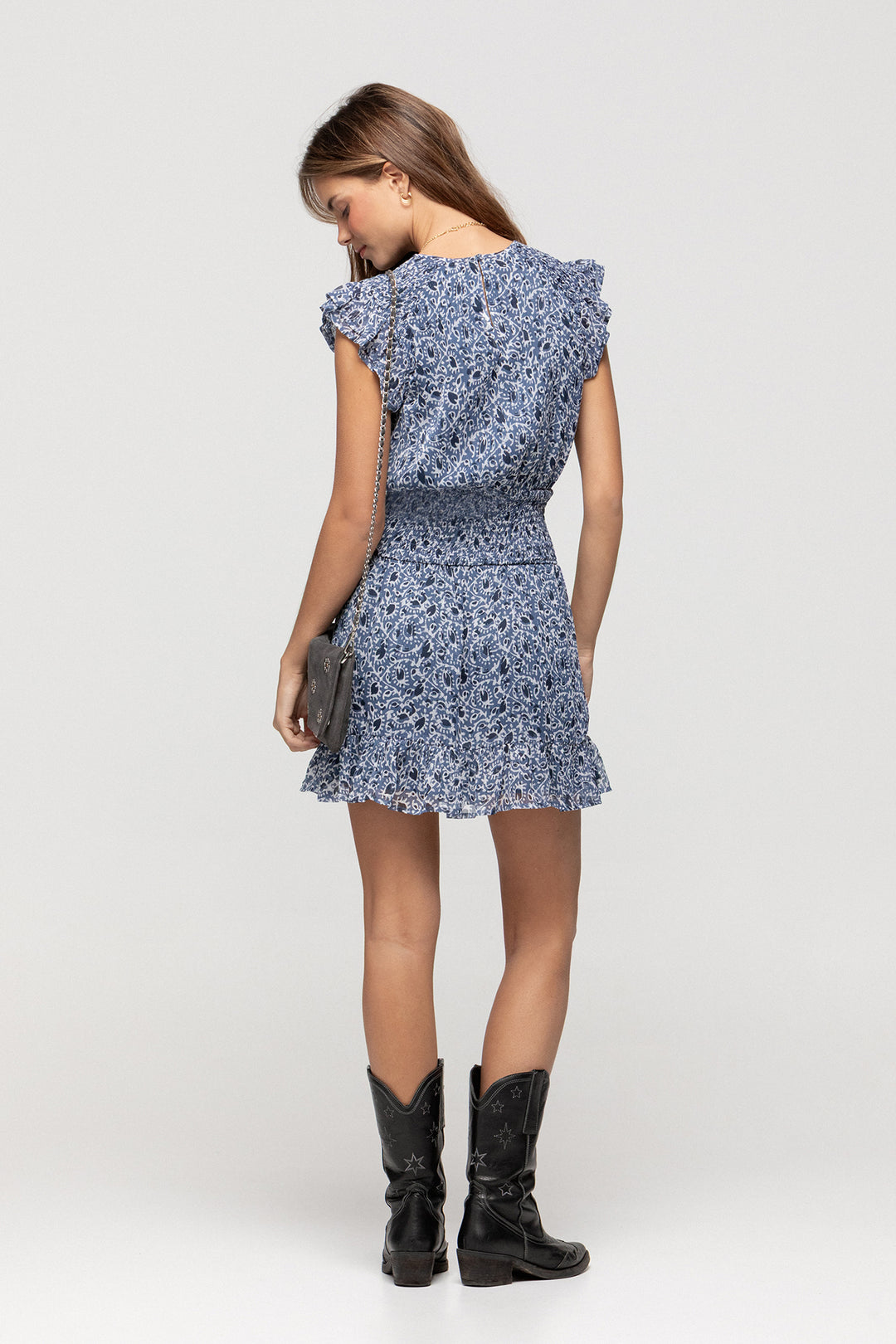 VESTIDO MINI FRUNCIDO ESTAMPADO