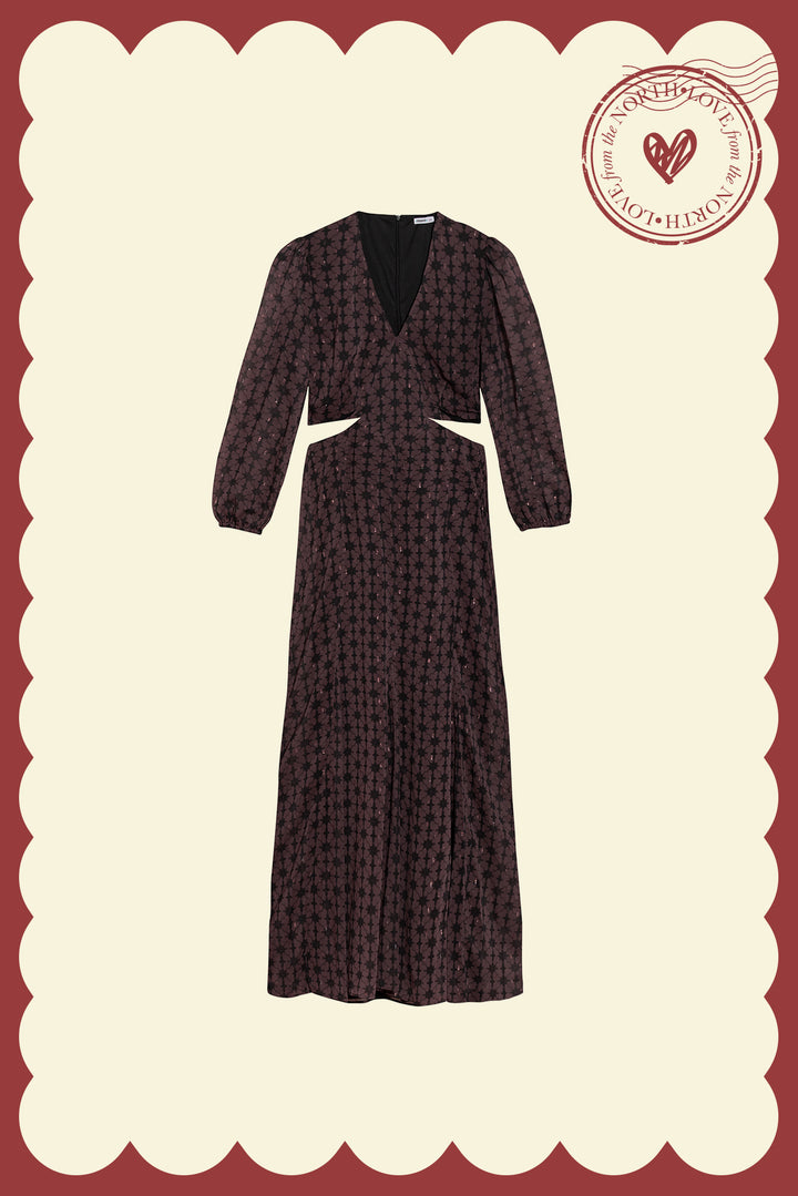 MIDI DRESS WITH V-NECK AND CUT-OUT