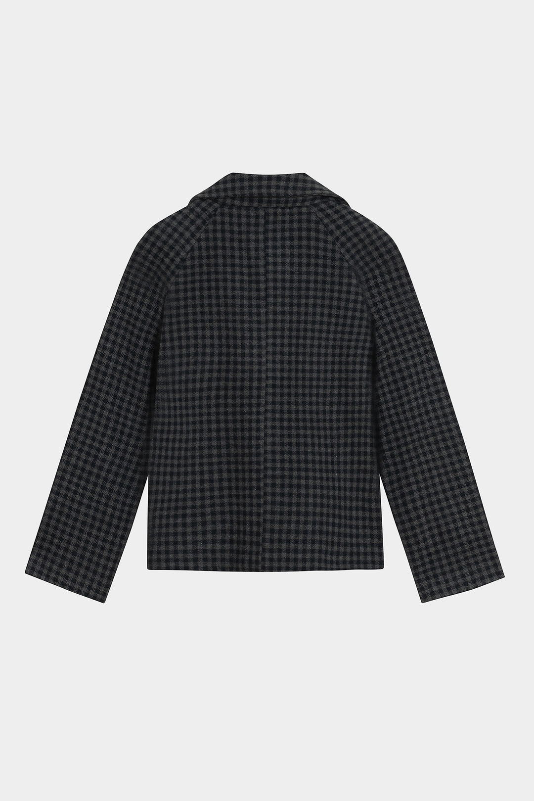 SHORT CHECKERED DOUBLE-BREADED COAT