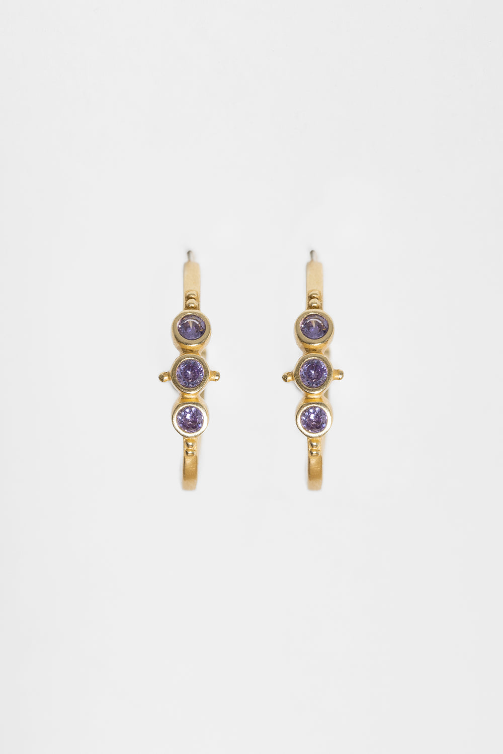 AROS DORADOS PIEDRA MORADA