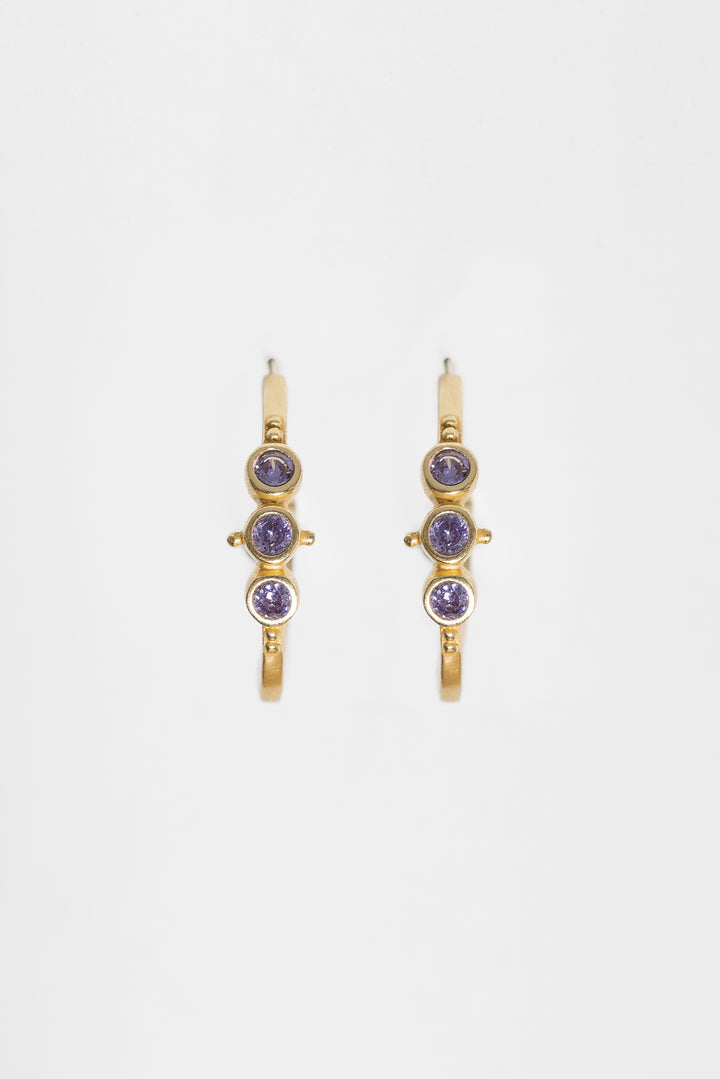 AROS DORADOS PIEDRA MORADA