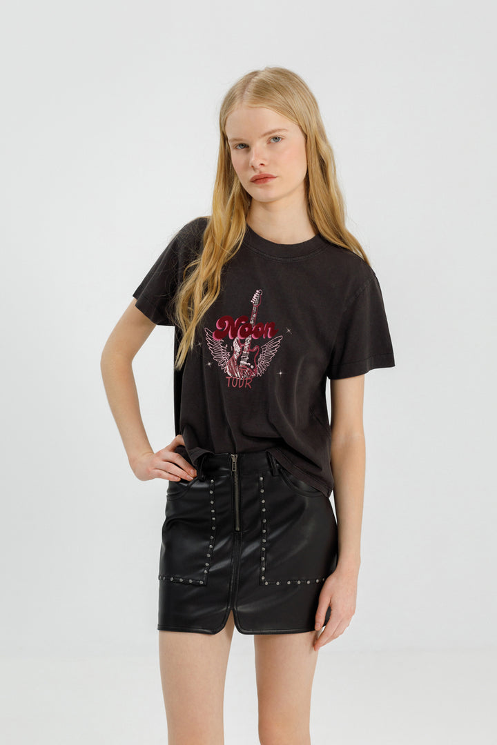 LEATHER EFFECT MINI SKIRT