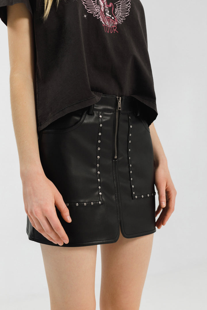 LEATHER EFFECT MINI SKIRT