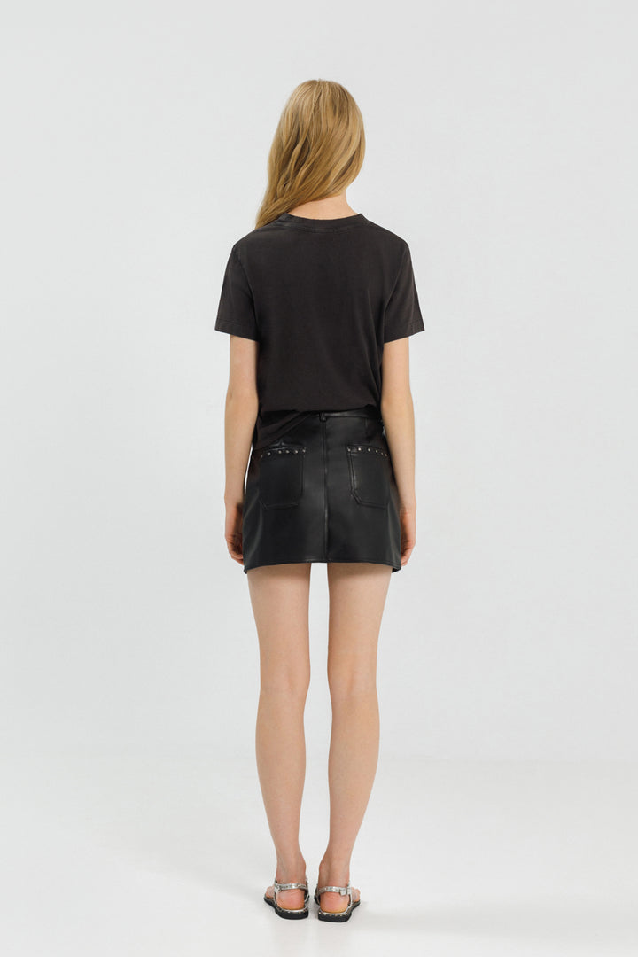 LEATHER EFFECT MINI SKIRT