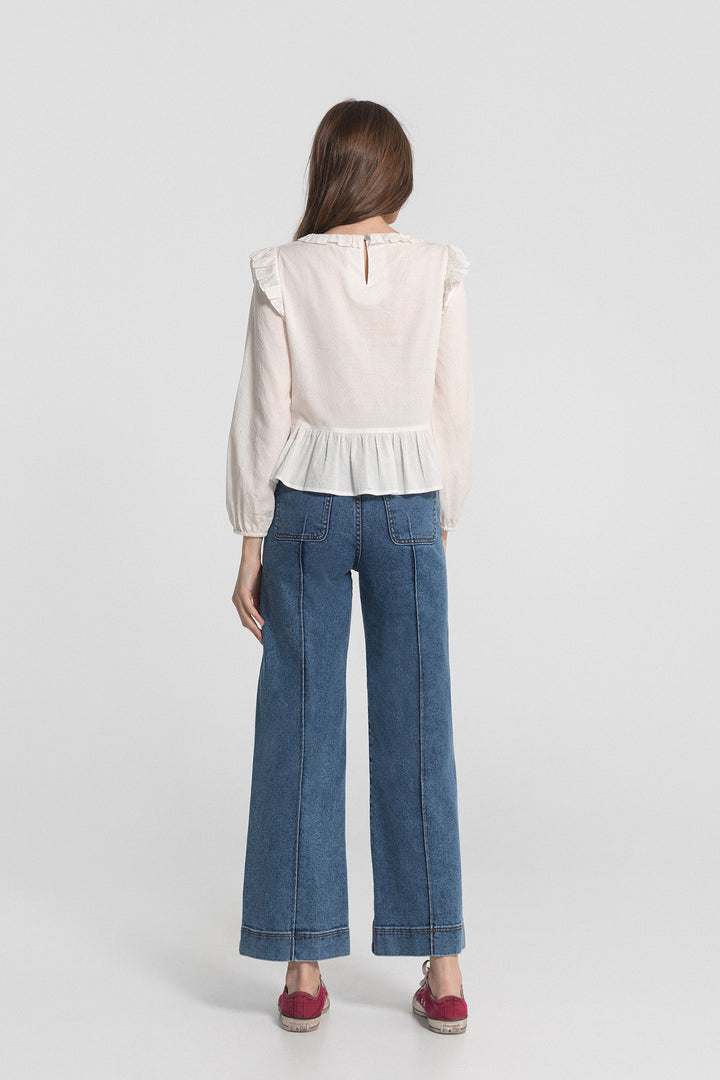 BASIC CULOTTE JEANS WITH DENIM SEAMS