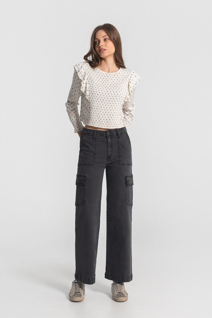 JEANS CULOTTE CARGO DENIM