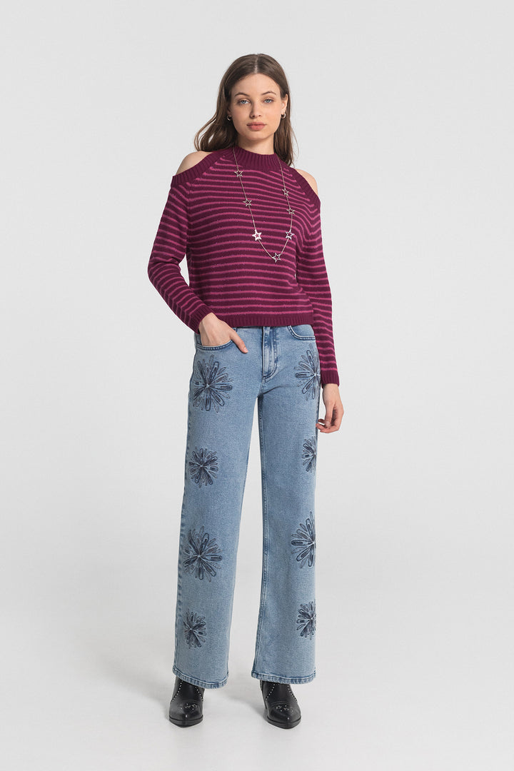 EMBROIDERED FLOWER JEANS