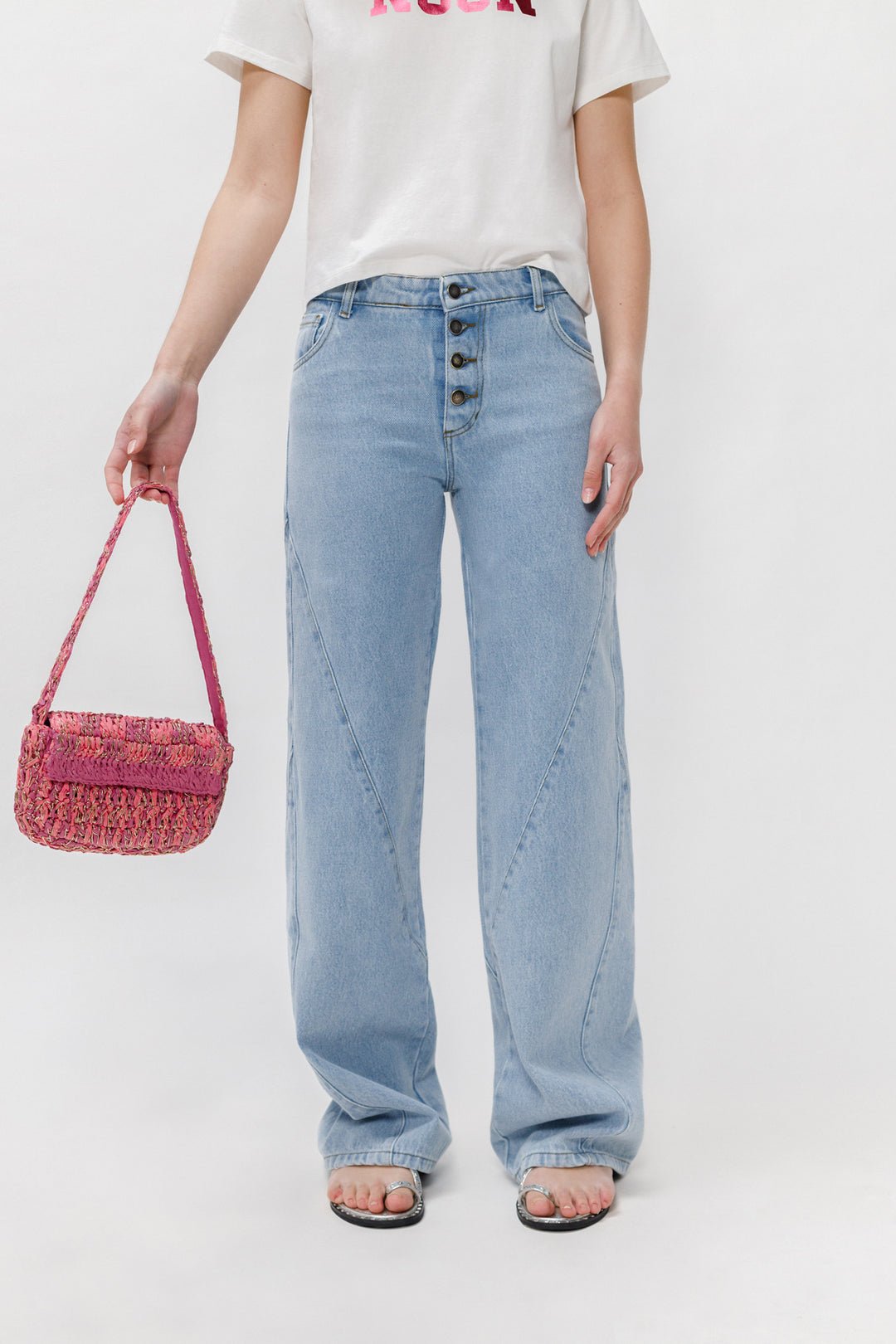 LOW RISE FLARED DENIM JEANS