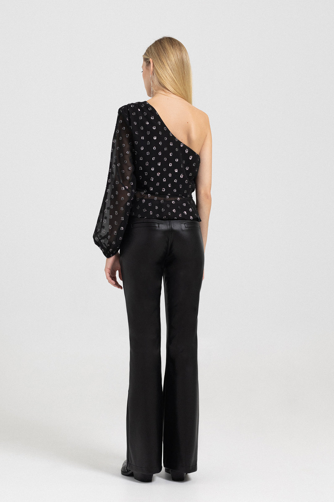 LEATHER-EFFECT STUDS TROUSERS