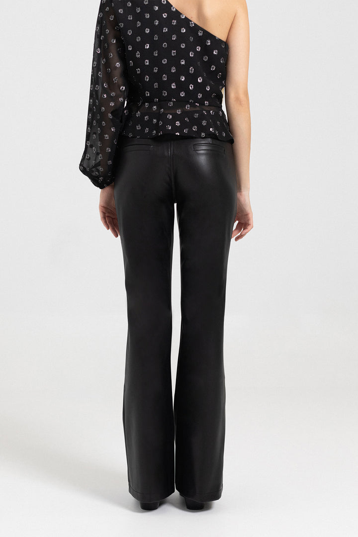 LEATHER-EFFECT STUDS TROUSERS