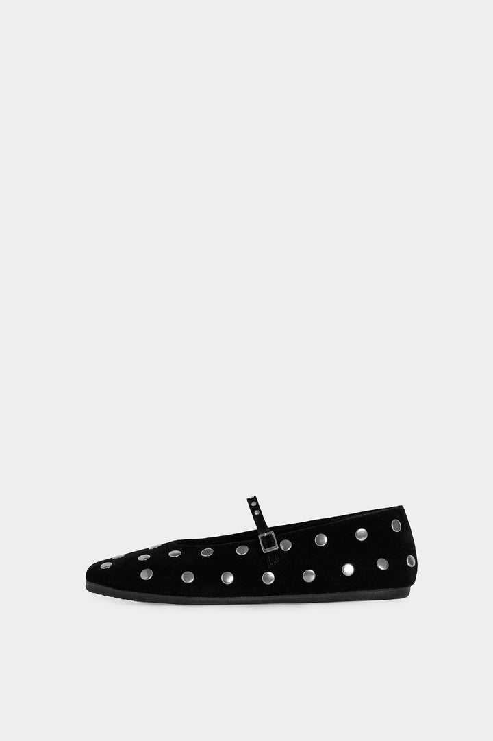 MULTI STUD LEATHER BALLERINA