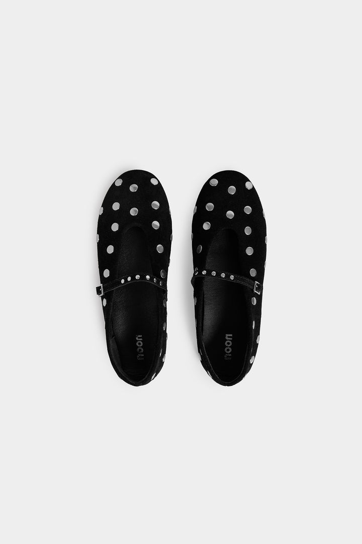 MULTI STUD LEATHER BALLERINA