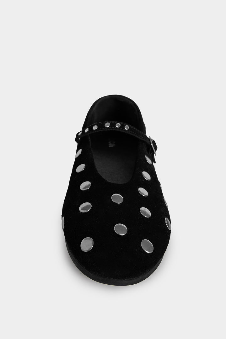 MULTI STUD LEATHER BALLERINA