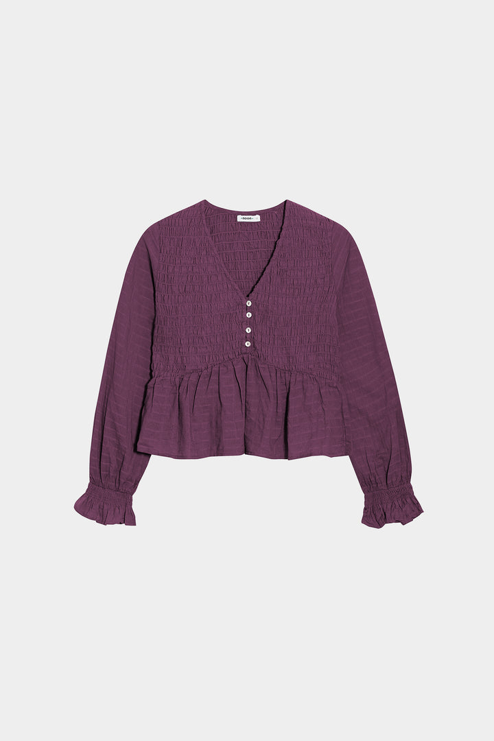 Gathered cotton blouse