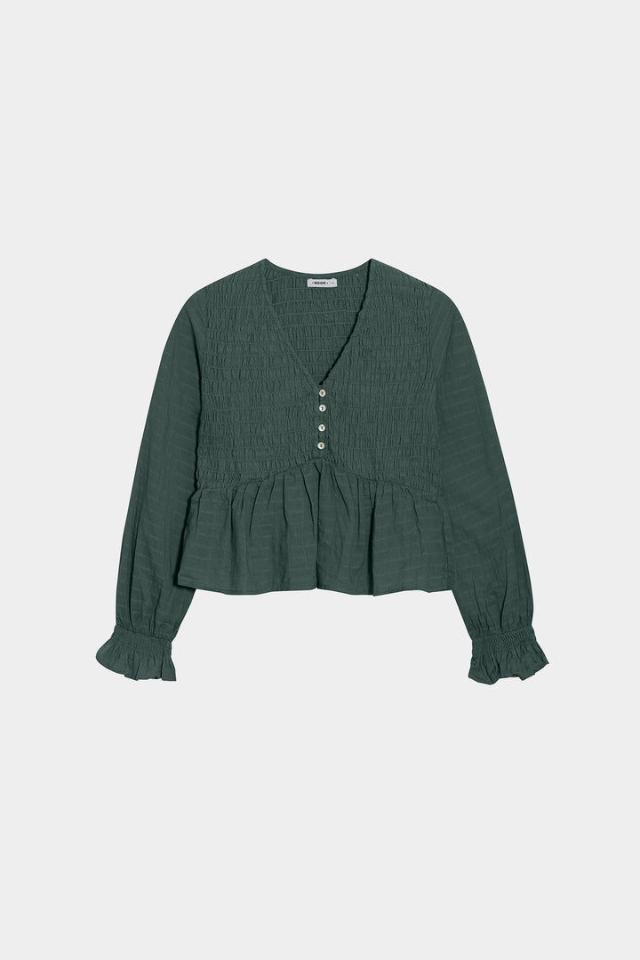 Gathered cotton blouse