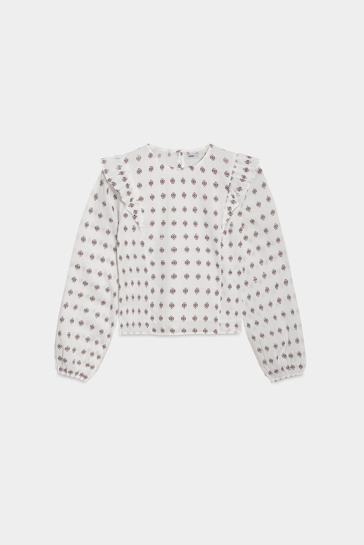 EMBROIDERED BLOUSE WITH RUFFLES