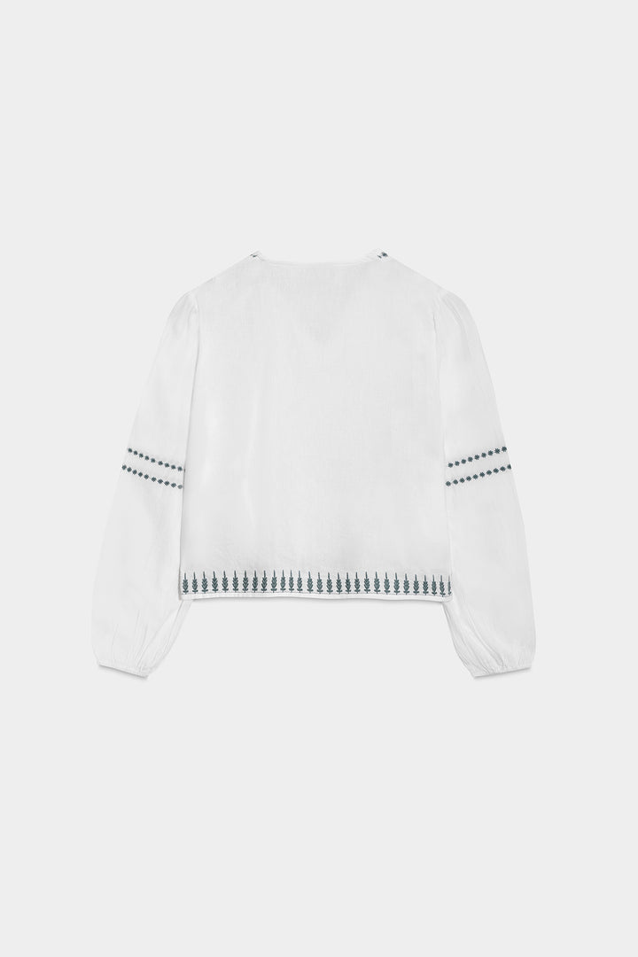 CONTRAST EMBROIDERED BLOUSE