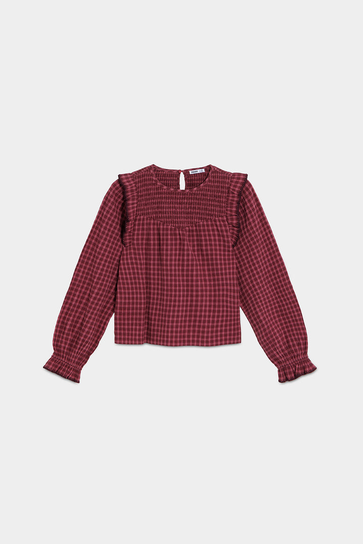 BLUSA CUADROS VOLANTES