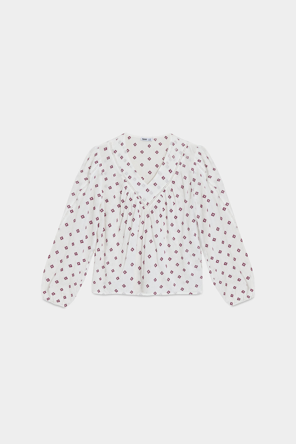 LACE-TRIMMED V-NECK BLOUSE
