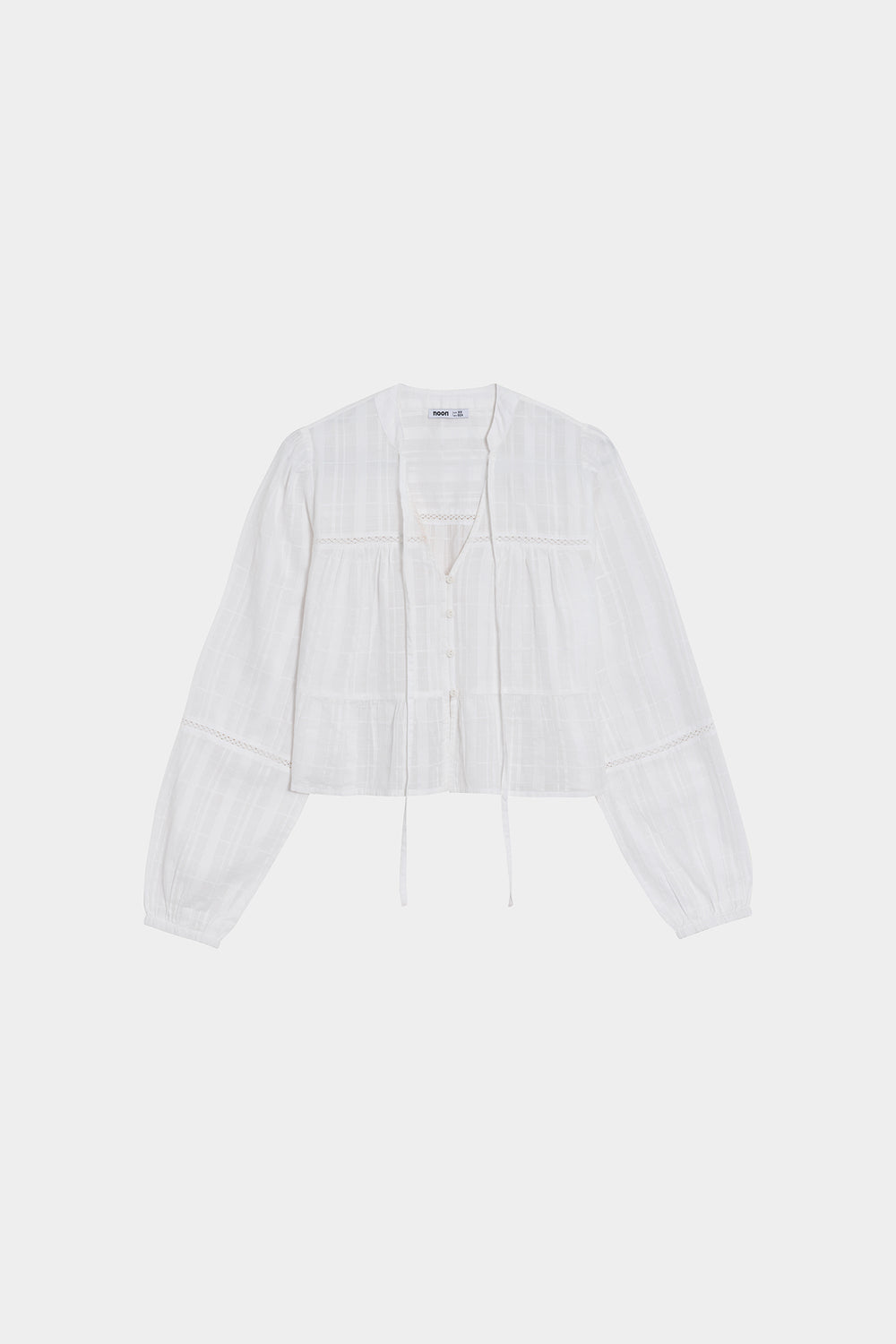 LACE-TRIMMED TIE BLOUSE