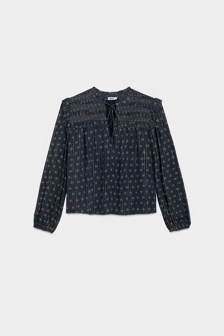 PRINTED BLOUSE WITH GATHERINGS