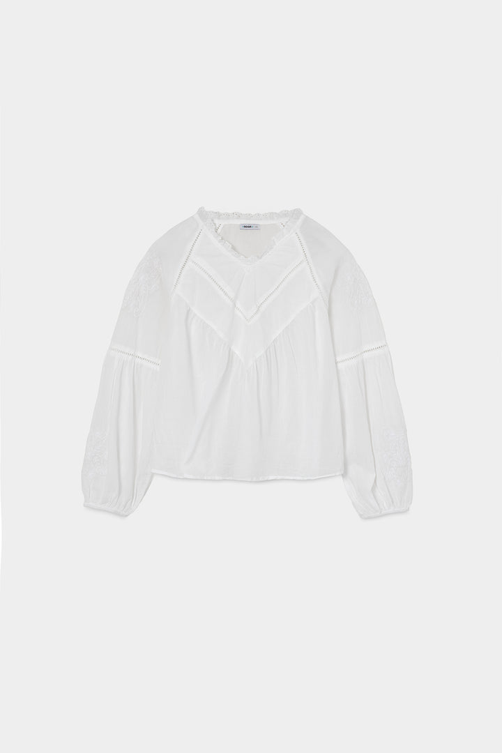 BLUSA FLUIDA MANGAS BORDADAS